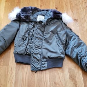 Vintage 1980s Air Force Flight Jacket Green N-2B